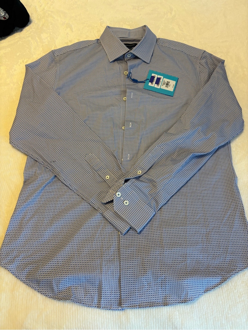 Bugatchi Men's Blue Micro-Pattern Dress Shirt